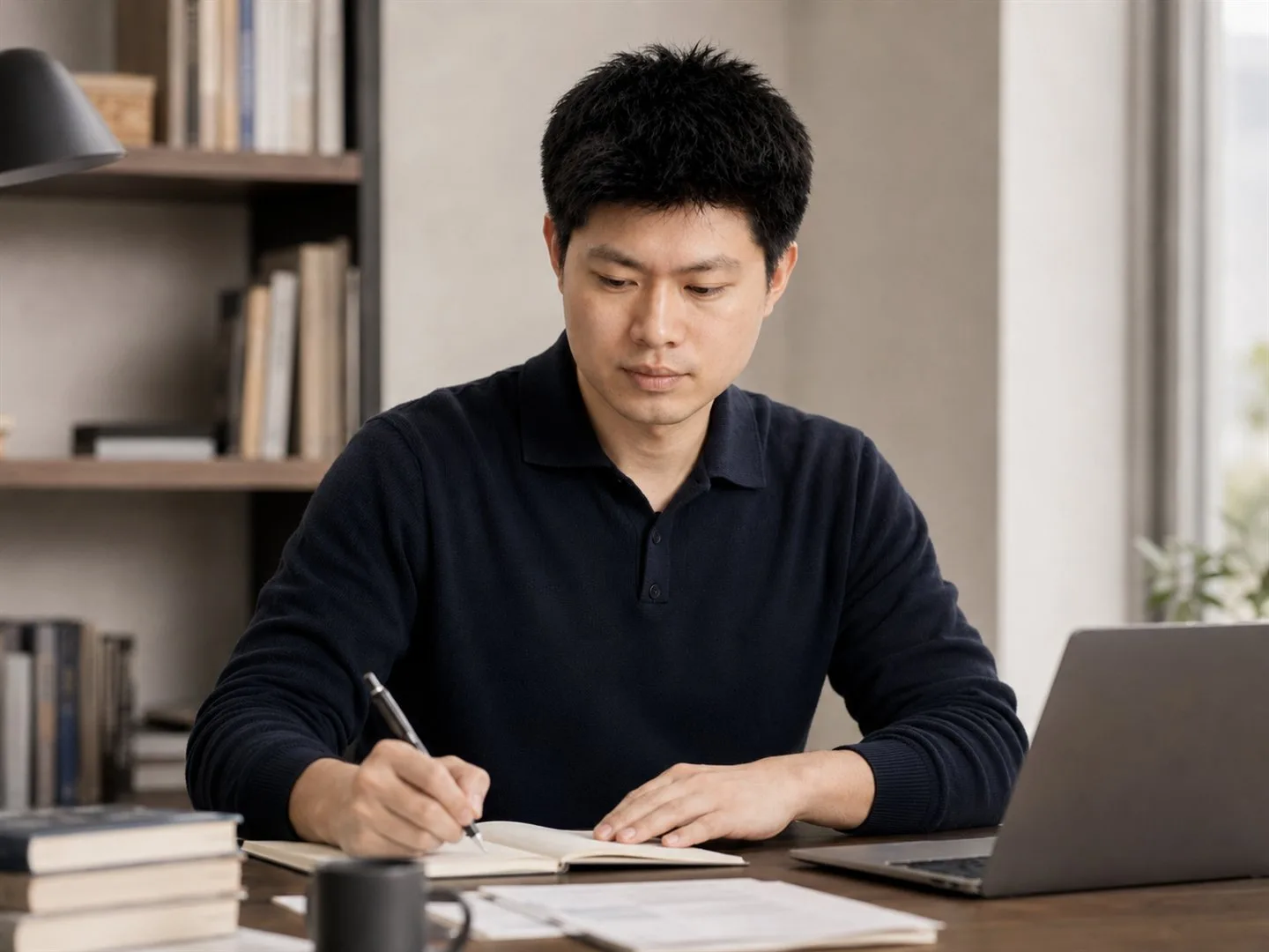路明Kie在书桌前做路径判断记录